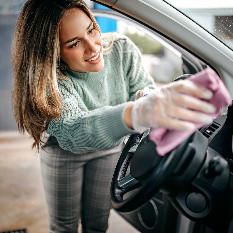 lady detailing car